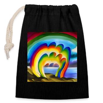 rainbow for artists with great sun above - Closable cotton gift bag (14x20cm) - black - Front