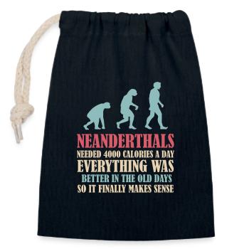 Neanderthal prehistoric primate anthropologist - Closable cotton gift bag (14x20cm) - navy - Front