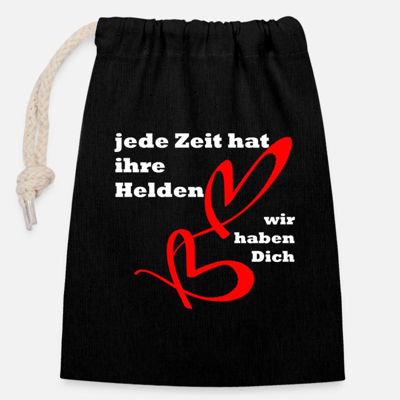 Jede Zeit hat ihre Helden, wir haben dich ! Toll ! - Verschließbarer Geschenkbeutel aus Baumwolle (14x20cm) - Schwarz