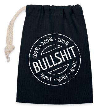 100% Bullshit Stamp (Stempel / White) - Verschließbarer Geschenkbeutel aus Baumwolle (14x20cm) - Navy - Vorne