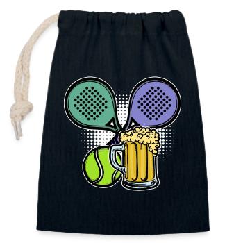 Joueur de Padel Balles de Sport Raquette Padel - Sac cadeau en coton avec cordon (14 x 20 cm) - bleu marine - Devant