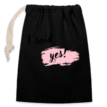 I said yes pink - Closable cotton gift bag (14x20cm) - black - Front