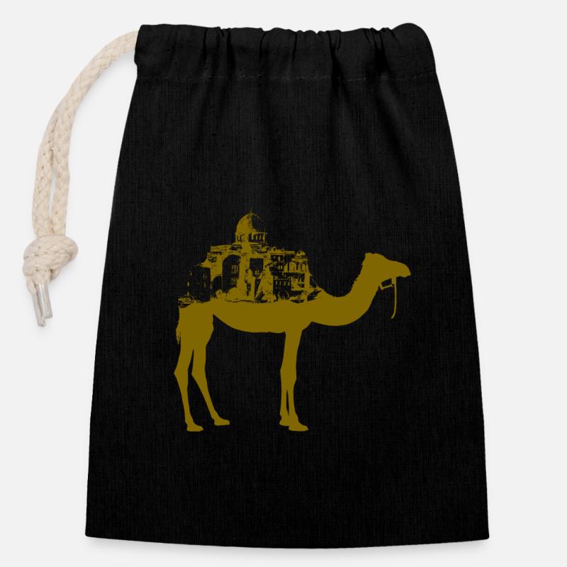 Jamal AL-Mahamel - Sac cadeau en coton avec cordon (14 x 20 cm) - noir