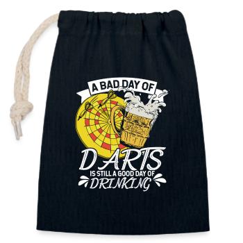 Dart pubs beer design - Closable cotton gift bag (14x20cm) - navy - Front