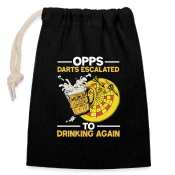Dart beer pub design - Closable cotton gift bag (14x20cm) - black - Front