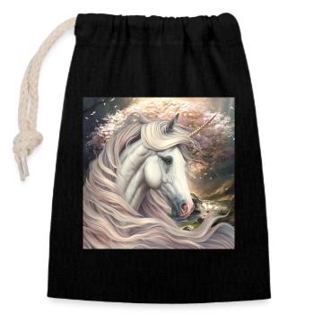 Unicorn simply to fall in love with - Closable cotton gift bag (14x20cm) - black - Front