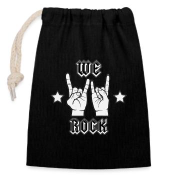 We rock - Closable cotton gift bag (14x20cm) - black - Front