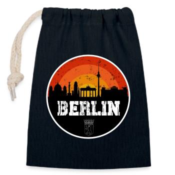 Berlin Skyline Original - Closable cotton gift bag (14x20cm) - navy - Front