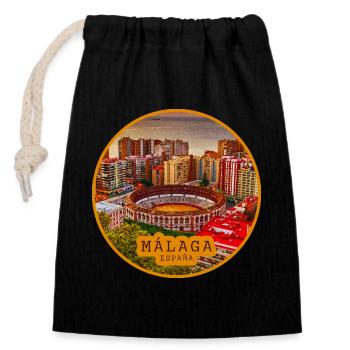 Malaga Bullring Panorama - Verschließbarer Geschenkbeutel aus Baumwolle (14x20cm) - Schwarz - Vorne