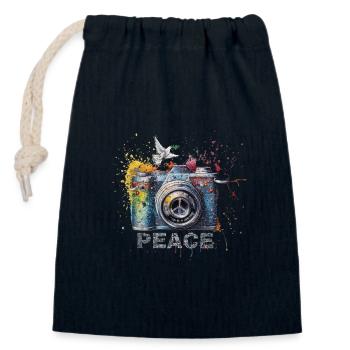 Farbspritzer Fotokamera Friedenssymbol Presse - Verschließbarer Geschenkbeutel aus Baumwolle (14x20cm) - Navy - Vorne
