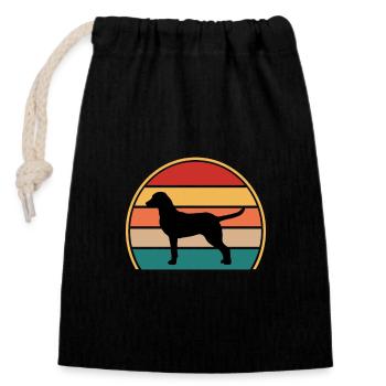 Chesapeake Bay Retriever Dog Silhouette Retro Sun - Closable cotton gift bag (14x20cm) - black - Front