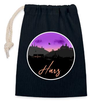 Harz Fine Skyline - Closable cotton gift bag (14x20cm) - navy - Front