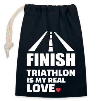 Ich Liebe Triathlon - Verschließbarer Geschenkbeutel aus Baumwolle (14x20cm) - Navy - Vorne