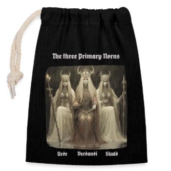 The Three Norns / Women of Fate - Closable cotton gift bag (14x20cm) - black - Front