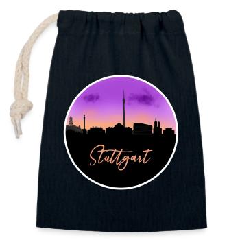 Stuttgart Fine Skyline - Closable cotton gift bag (14x20cm) - navy - Front