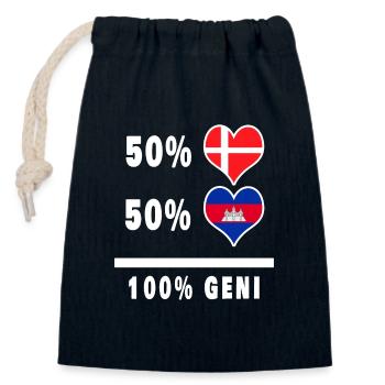 Cambodge et Danemark 100% drapeau de génie - Sac cadeau en coton avec cordon (14 x 20 cm) - bleu marine - Devant