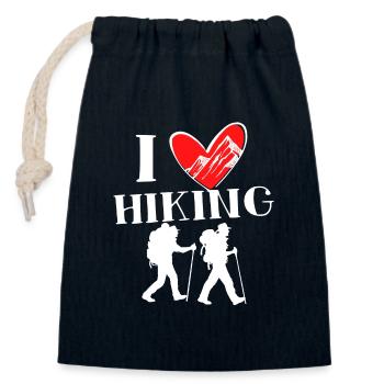 Hikers Heart I Love Hiking Statement Tours - Closable cotton gift bag (14x20cm) - navy - Front