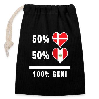 Peru and Denmark 100% genius flag - Closable cotton gift bag (14x20cm) - black - Front