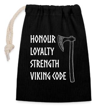 Viking code - Closable cotton gift bag (14x20cm) - black - Front