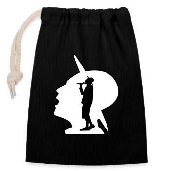 Sänger in Silhouette Musik - Verschließbarer Geschenkbeutel aus Baumwolle (14x20cm) - Schwarz - Vorne