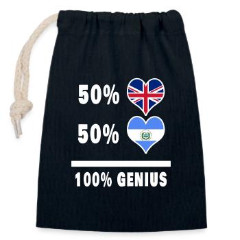 El Salvador und Großbritannien 100% Genius Flagge - Verschließbarer Geschenkbeutel aus Baumwolle (14x20cm) - Navy - Vorne