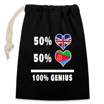 Eritrea und Großbritannien 100% Genius Flagge - Verschließbarer Geschenkbeutel aus Baumwolle (14x20cm) - Schwarz - Vorne