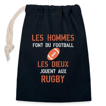 football vs rugby humour - Sac cadeau en coton avec cordon (14 x 20 cm) - bleu marine - Devant
