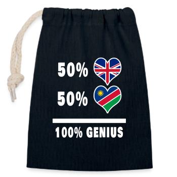 Namibia und Großbritannien 100% Genius Flagge - Verschließbarer Geschenkbeutel aus Baumwolle (14x20cm) - Navy - Vorne