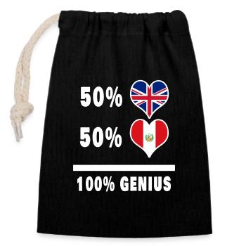 Peru and Great Britain 100% Genius Flag - Closable cotton gift bag (14x20cm) - black - Front