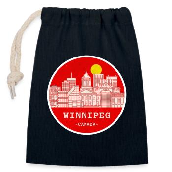 Winnipeg Stadtsilhouette Kreis - Verschließbarer Geschenkbeutel aus Baumwolle (14x20cm) - Navy - Vorne
