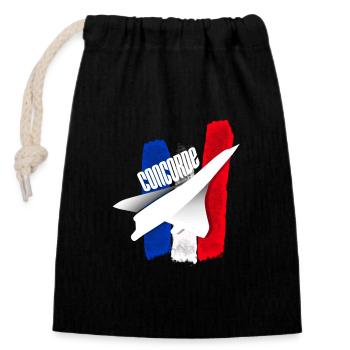 Concorde avion de ligne made in FRA. - Sac cadeau en coton avec cordon (14 x 20 cm) - noir - Devant