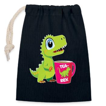 Tearex drôle de T-Rex avec tasse à café - Sac cadeau en coton avec cordon (14 x 20 cm) - bleu marine - Devant