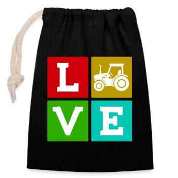 Traktor Landleben Spruch Nutzfahrzeug Landwirt - Verschließbarer Geschenkbeutel aus Baumwolle (14x20cm) - Schwarz - Vorne