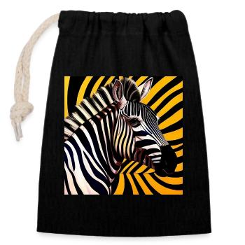 Zebra - Closable cotton gift bag (14x20cm) - black - Front