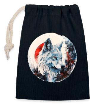 Wolf - Closable cotton gift bag (14x20cm) - navy - Front