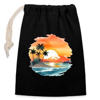 Einfach nur Sommer, Sonne und Strand - Verschließbarer Geschenkbeutel aus Baumwolle (14x20cm) - Schwarz - Vorne