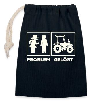 Agriculture Tractor Field Country Life Statement - Closable cotton gift bag (14x20cm) - navy - Front