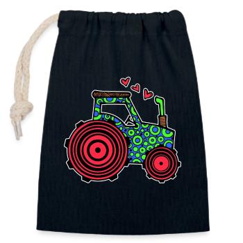 Traktor Herz Nutzfahrzeug Landleben Landwirt Feld - Verschließbarer Geschenkbeutel aus Baumwolle (14x20cm) - Navy - Vorne