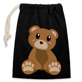 Bear - Closable cotton gift bag (14x20cm) - black - Front