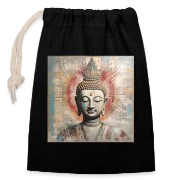BUDDHA-ZEN-MEDITATION - Verschließbarer Geschenkbeutel aus Baumwolle (14x20cm) - Schwarz - Vorne