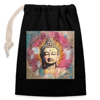 BOUDDHA MÉDITATION ZEN - Sac cadeau en coton avec cordon (14 x 20 cm) - noir - Devant