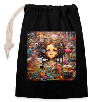 IMAGINATION STREET ART - Closable cotton gift bag (14x20cm) - black - Front