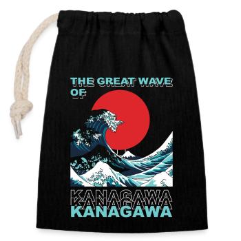 The Great Wave of Kanagawa, Japan - Closable cotton gift bag (14x20cm) - black - Front