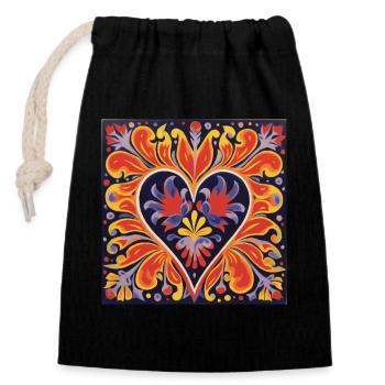 COEUR VIBRANT STREET ART - Sac cadeau en coton avec cordon (14 x 20 cm) - noir - Devant
