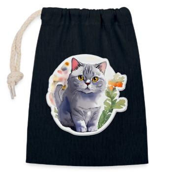British Shorthair - Closable cotton gift bag (14x20cm) - navy - Front