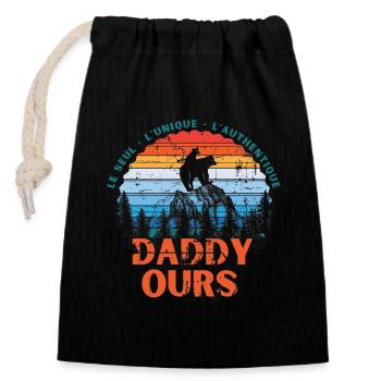 Daddy Ours - Verschließbarer Geschenkbeutel aus Baumwolle (14x20cm) - Schwarz - Vorne