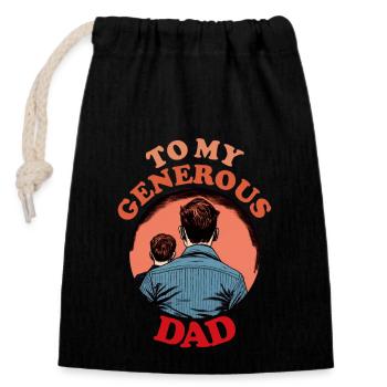 À mon généreux père, joyeuse fête des pères - Sac cadeau en coton avec cordon (14 x 20 cm) - noir - Devant