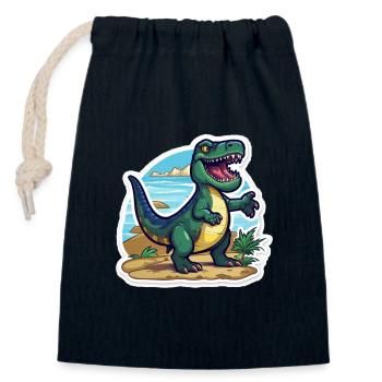 The Trex Dino is on its way - Closable cotton gift bag (14x20cm) - navy - Front