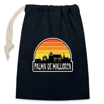 Palma De Mallorca Spain Flag Skyline Travel Souven - Closable cotton gift bag (14x20cm) - navy - Front