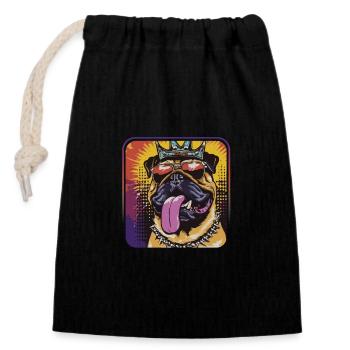 Stubborn Guardian Dog - Closable cotton gift bag (14x20cm) - black - Front